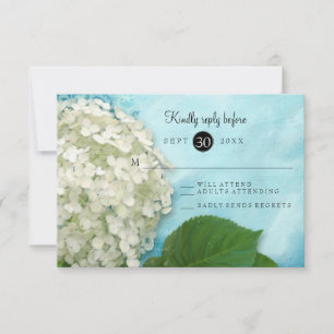 Vattenfärgad vit Hydrangea-Blommigt, Bröllop OSA Kort