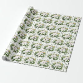 Vattenfärgad vit katt i Daisy Presentpapper
