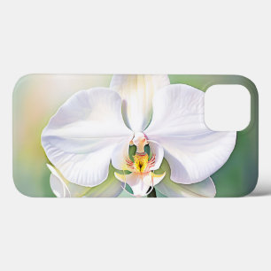 Vattenfärgad vit Orchid med ömtålig Petals