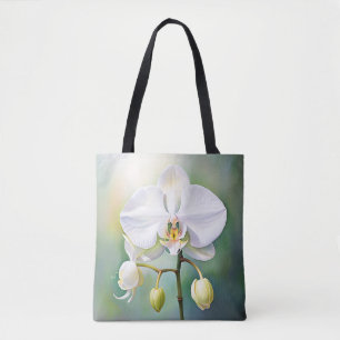 Vattenfärgad vit Orchid med ömtålig Petals Tygkasse