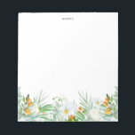 Vattenfärgad vit Orchids och Kumquats Personlig Anteckningsblock<br><div class="desc">Vitaktiga tropiska anteckningsblock med en vattenfärgad garland bestående av vita orkidéer,  kumquater och grönska. Dessa anteckningsblock i blommigten kommer att vara en underbar accent till vilket kontor som helst. Anpassa genom att lägga till namn,  webbplats,  adress och andra uppgifter. Perfekt som personlig.</div>