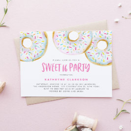 Vattenfärgad vit sprinkle Donuts Söt 16 Party Inbjudningar