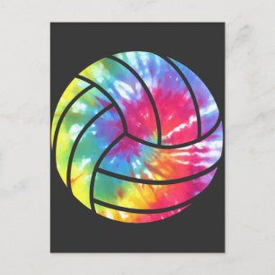 Vattenfärgad Volleyball Player Hippie Colorful Vykort