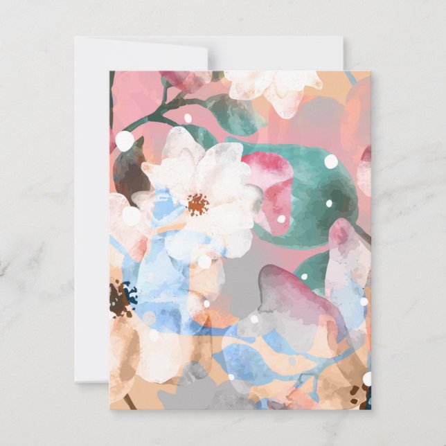 Vattenfärgade Abstrakter Blommor 1 Anteckningskort (Framsida)