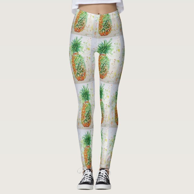 Vattenfärgade ananas, legeringar leggings (Framsida)