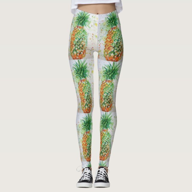 Vattenfärgade ananas, legeringar leggings (Framsida)