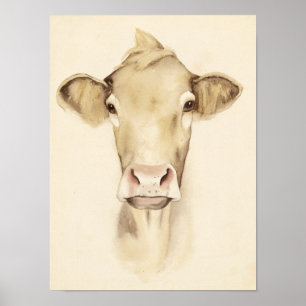 Vattenfärgade Barn Animals   Kon Poster