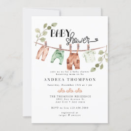 Vattenfärgade Barnkläder | Boho BoyBaby Shower Inbjudningar