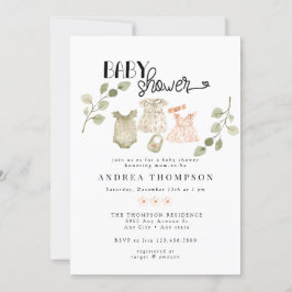 Vattenfärgade Barnkläder | Boho Girl Baby Shower Inbjudningar