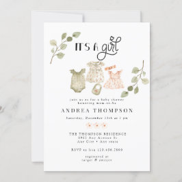 Vattenfärgade Barnkläder | Boho Girl Baby Shower Inbjudningar