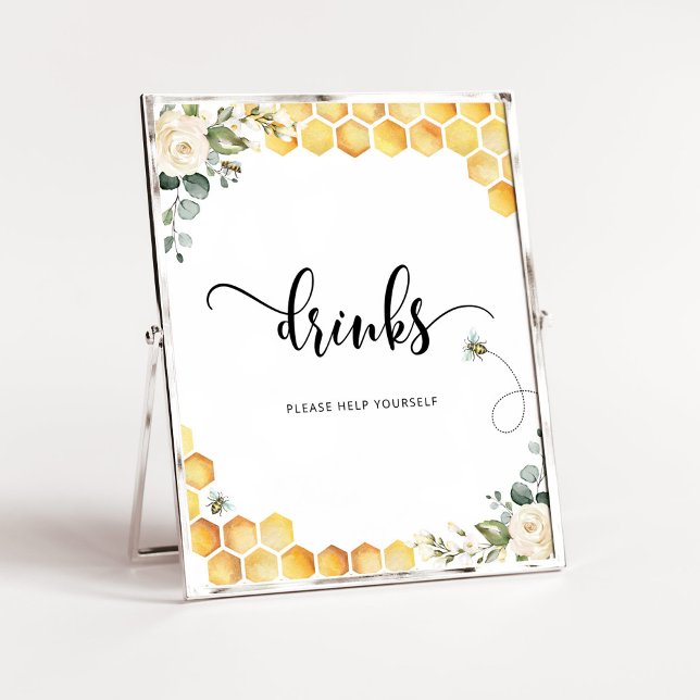 Vattenfärgade bin Drinks hjälper dig själv Poster (Skapare uppladdad)