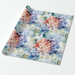 Vattenfärgade blandade Färg Hydrangea Flowers Presentpapper