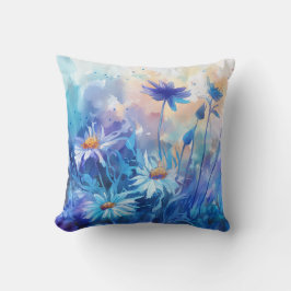 Vattenfärgade Blommar - Blommigt Dekorativ kudde