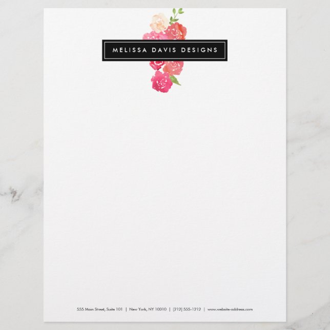 Vattenfärgade Blommigtar Beauty och Design Letterh Brevhuvud (Framsida)