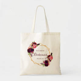 Vattenfärgade blommigtar i Bridesmaid, burgundi Tygkasse