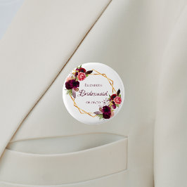 Vattenfärgade blommigtar i Bridesmaid, burgundvit Knapp