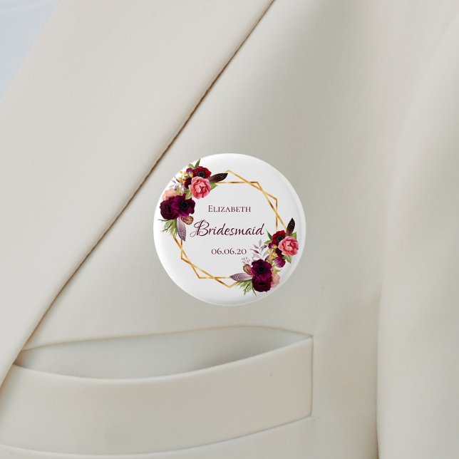 Vattenfärgade blommigtar i Bridesmaid, burgundvit Knapp (Skapare uppladdad)