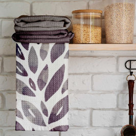 Vattenfärgade blommigtar - lila och grått kökshandduk