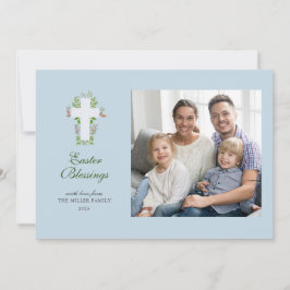 Vattenfärgade Blommigtar och Kor Photo Påsk Julkort