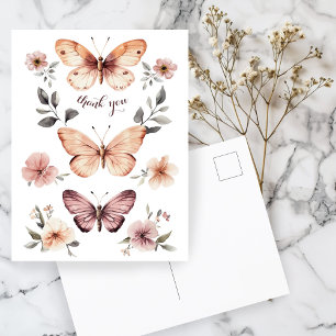 Vattenfärgade Blommigtar Tacken Butterflies Vykort
