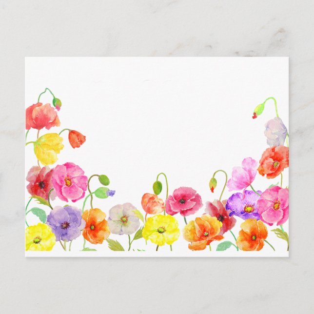 Vattenfärgade blommor med färgämnen vykort (Framsida)