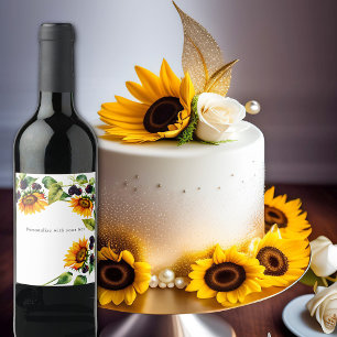 Vattenfärgade blommor och hallon vinflaska etikett