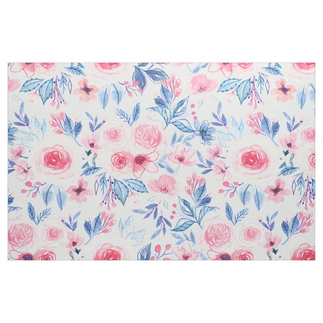 Vattenfärgade blommor och löv 2 tyg (Fat Quarter)