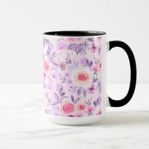Vattenfärgade blommor och löv 3 mugg