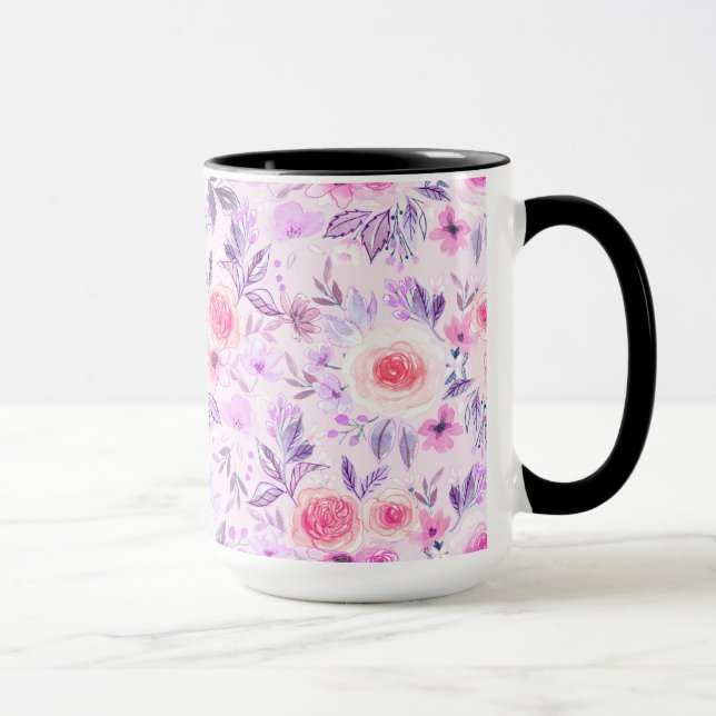 Vattenfärgade blommor och löv 3 mugg (Höger)