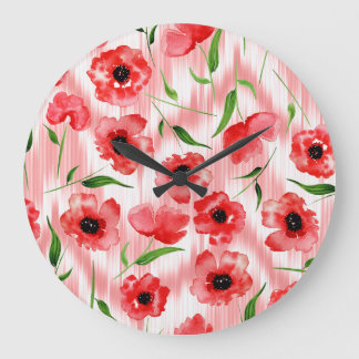 Vattenfärgade blommor: vallmo peony ikat. stor klocka