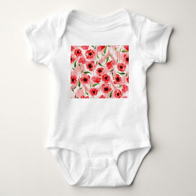 Vattenfärgade blommor: vallmo peony ikat. t shirt (Framsida)