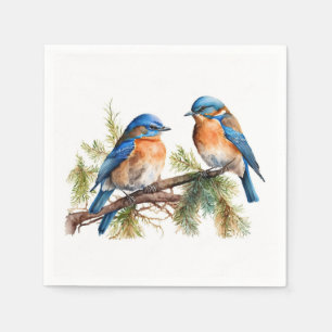 Vattenfärgade Bluebirds på Gräs Pappersservett