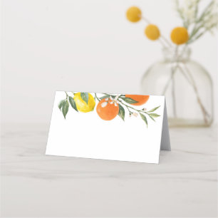 Vattenfärgade botaniska citroner och Orangar Bröll Placeringskort