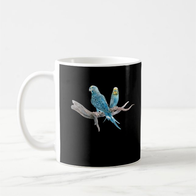 Vattenfärgade budgies Cute Parakeet par Kaffemugg (Vänster)