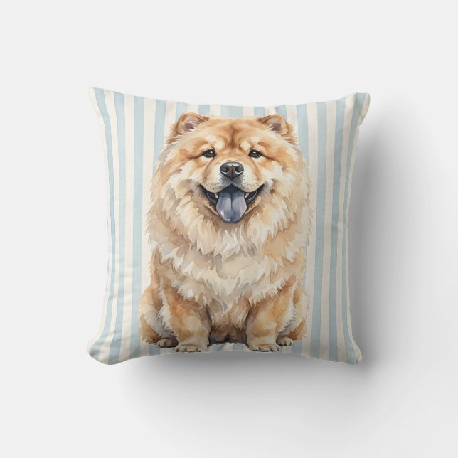 Vattenfärgade Chow Chow Hund Kuddinkast Kudde (Framsida)