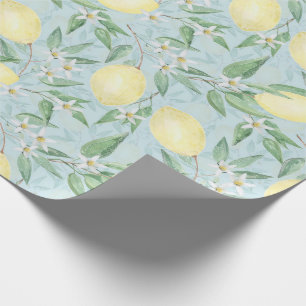 Vattenfärgade citroner av fruktcitrusfrukter, färs presentpapper