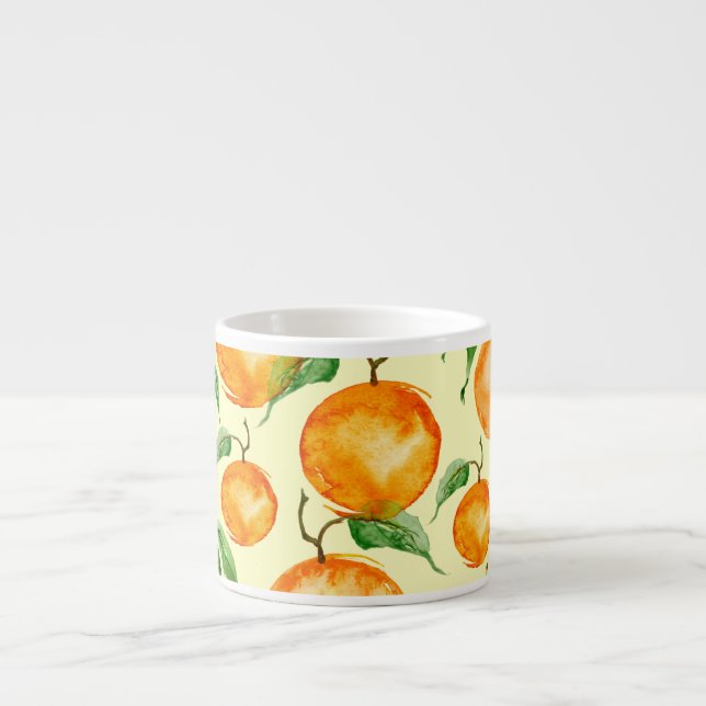 Vattenfärgade citrusfrukter, tropiska mönster. espressomugg (Framsidan)