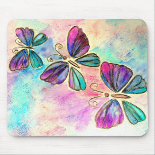 Vattenfärgade Cute Colorful Butterflies Musmatta