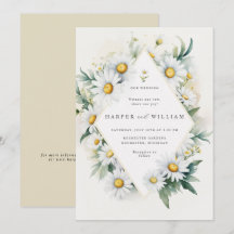 Vattenfärgade daisy diamant bröllop