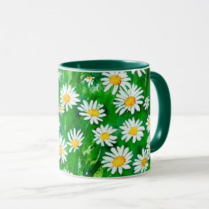 Vattenfärgade Daisy i Grönt Fält Mugg