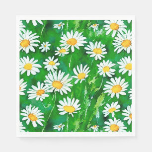 Vattenfärgade Daisy i Grönt Fält Pappersservett