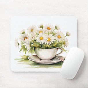 Vattenfärgade Daisy i kaffe Kopp Musmatta