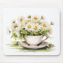 Vattenfärgade Daisy i kaffe Kopp