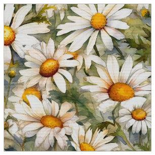 Vattenfärgade Daisy (ljus) Tyg
