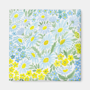 Vattenfärgade daisy magnet