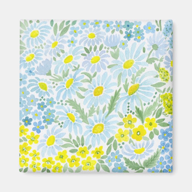 Vattenfärgade daisy magnet (Framsidan)