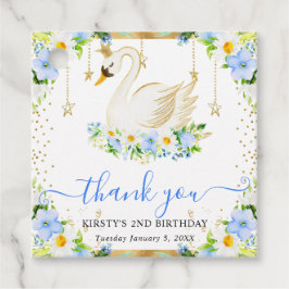 Vattenfärgade Daisy och Blåa blommor Svan födelsed Gåvor Etiketter