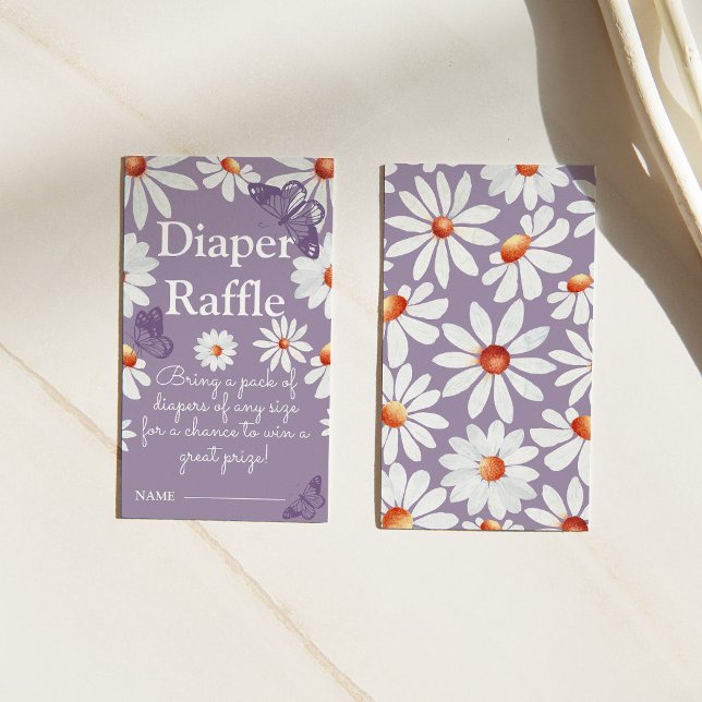 Vattenfärgade Daisy och Butterfly Diaper Raffle Tilläggskort (Skapare uppladdad)