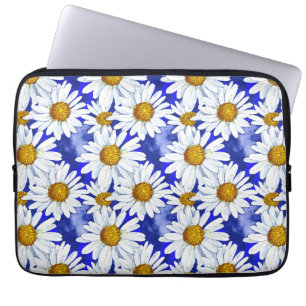 Vattenfärgade Daisy på Denim Blue Laptop Fodral