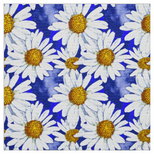 Vattenfärgade Daisy på Denim Blue Tyg